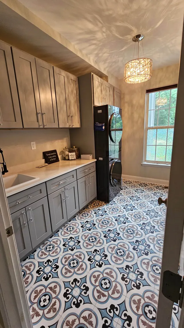 Grey Stone Shaker — laundry renovation — a kitchen supplied by Mr. Kitchen Cabinet